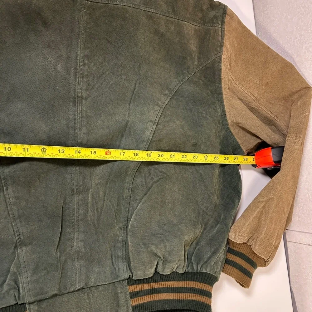 genuine suede preppy‎ tan green bomber varsity jacket avalanche size xl